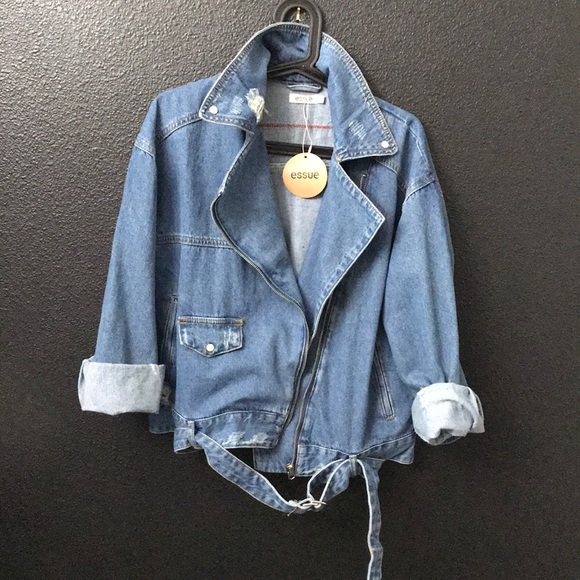Jackets & Blazers - Essue Denim Bomber Jacket. Large Left!